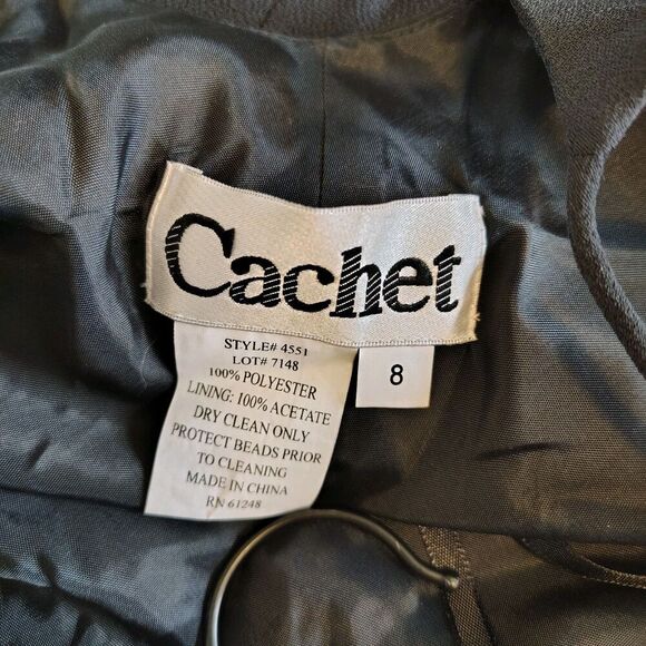 Vintage Cachet Black Y2K Beaded Evening Gown Size 8 Glam Fairycore - Picture 8 of 8